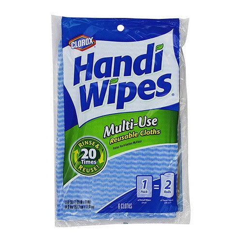 Clorox Handi Wipes Multi Use Reusable Cloths, Double Facing, 6 Ea